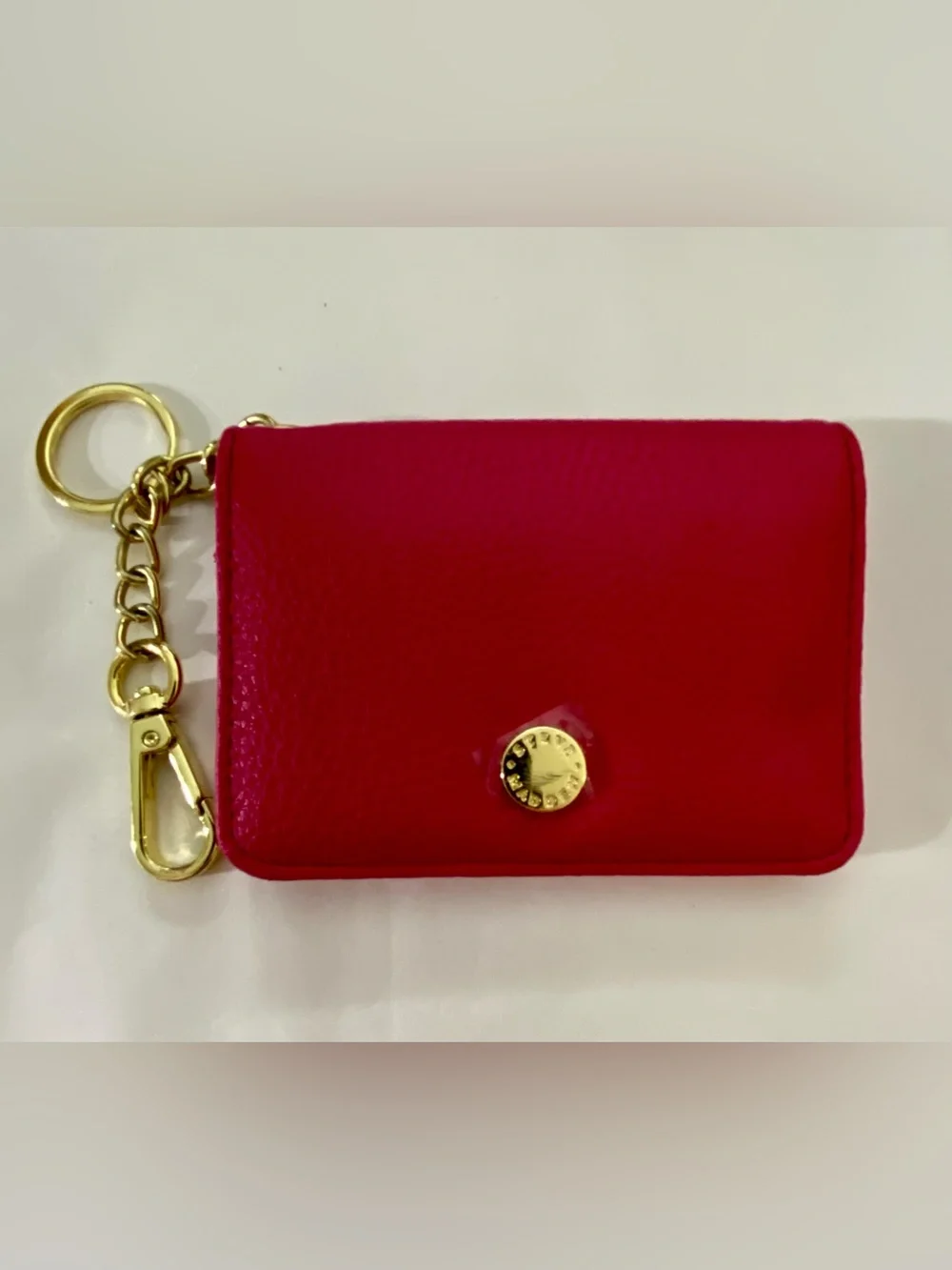 Steve Madden Pink Key & Card Holder with Gold Hardware